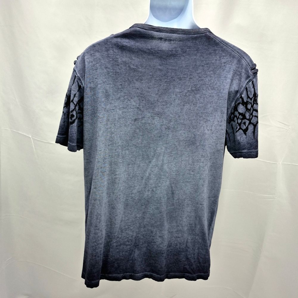 Guess Short Sleeve Henley Shirt Grey Crackle Pattern Men's XL 3 Button Y2K..... - Picture 2 of 7